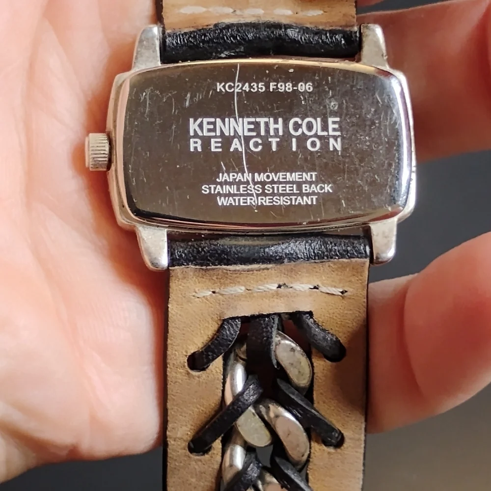 Kenneth Cole Reaction Womens Black Leather and Stainless‎ Steel Band Watch
